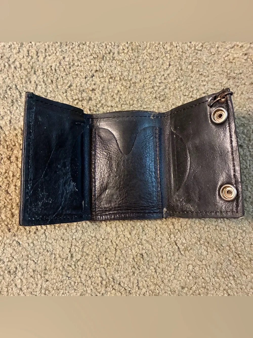 Harley-Davidson Black Leather Trifold Men's Wallet Logo Snap Biker Motorcycle